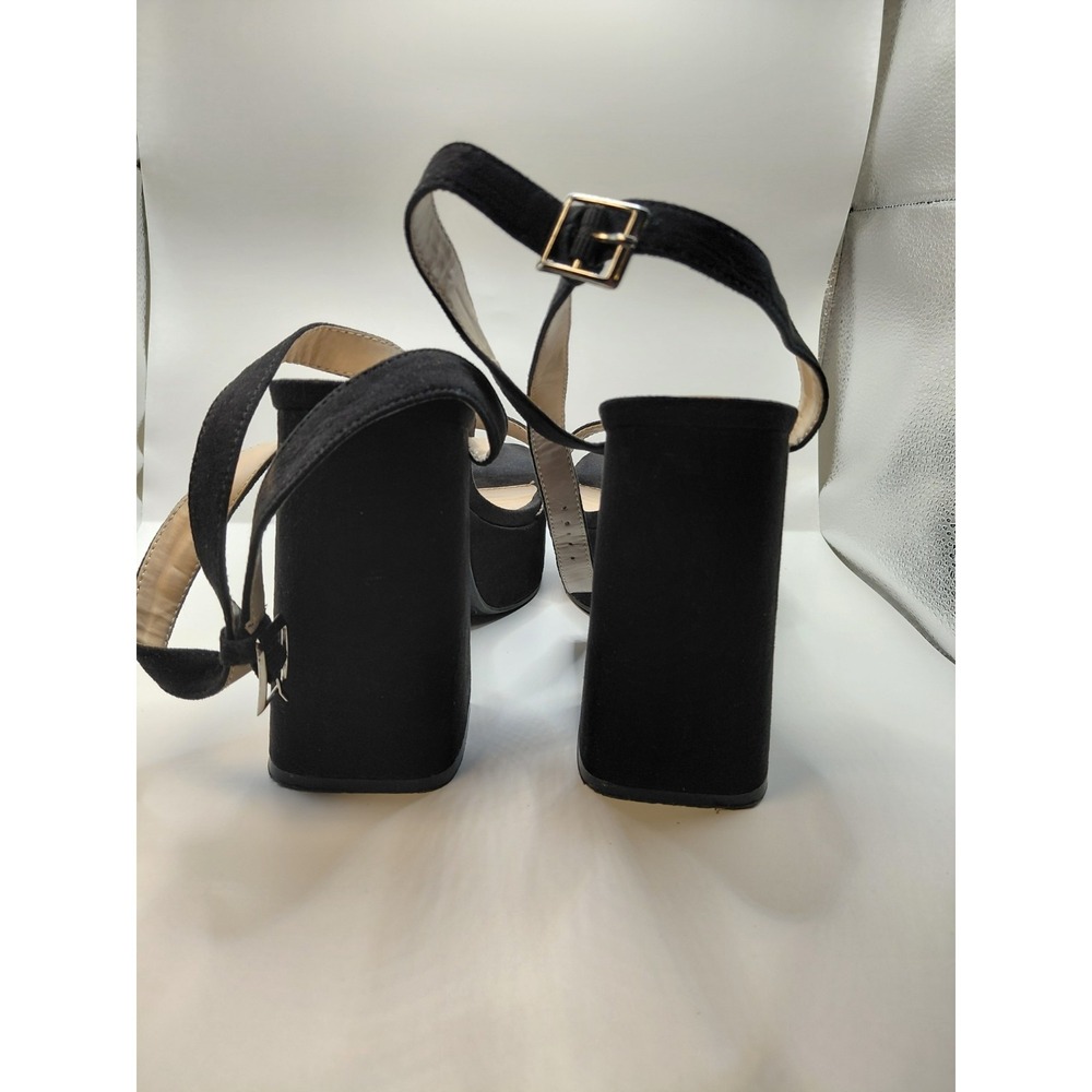 Fashion Nova Black Platform Sandals Block Heel Buckle Ankle Strap Women's Size 9 - Picture 5 of 7